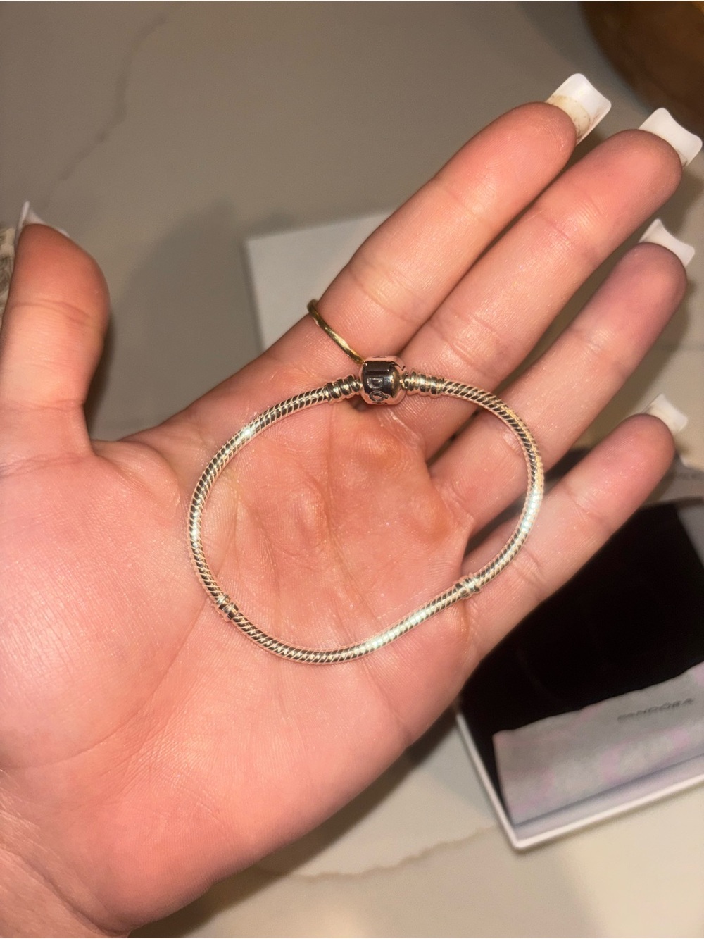 Pandora Silver Snake Chain Charm Bracelet - Silver